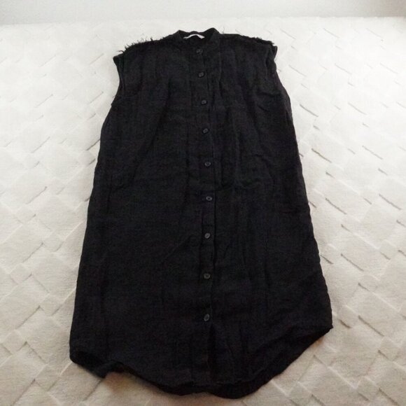Zara linen Shirt Dress Womens Extra Small Black Button Down - Picture 1 of 11